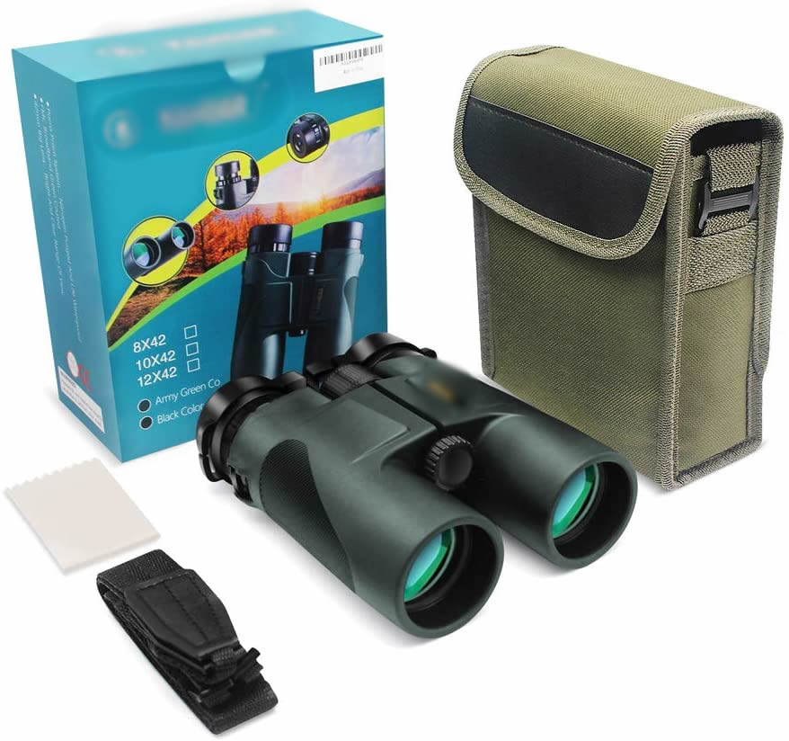 Gaterda 10x42 Binoculars for Adults, HD Professional/Waterproof Fogproof Binoculars with Low Light Night Vision, Durable and Clear FMC BAK4 Prism Lens, for Birds Watching Hunting Traveling Outdoor Sports