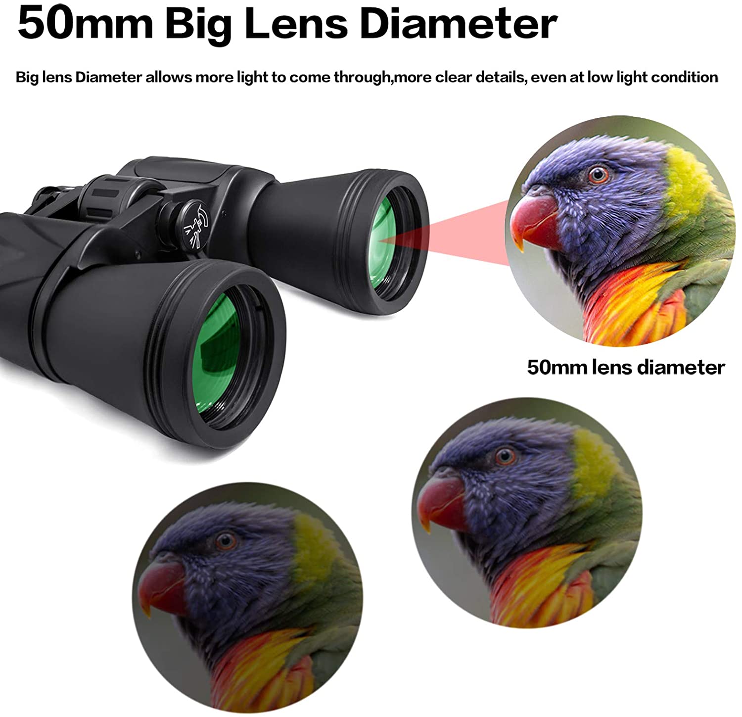 Gaterda 20x50 HD Professional Waterproof Binoculars: High Power Military Low Light Night Vision Binoculars with Durable & Clear BAK4 Prism FMC Lens for Bird Watching Hunting Outdoor Sports and Concert (BK80)