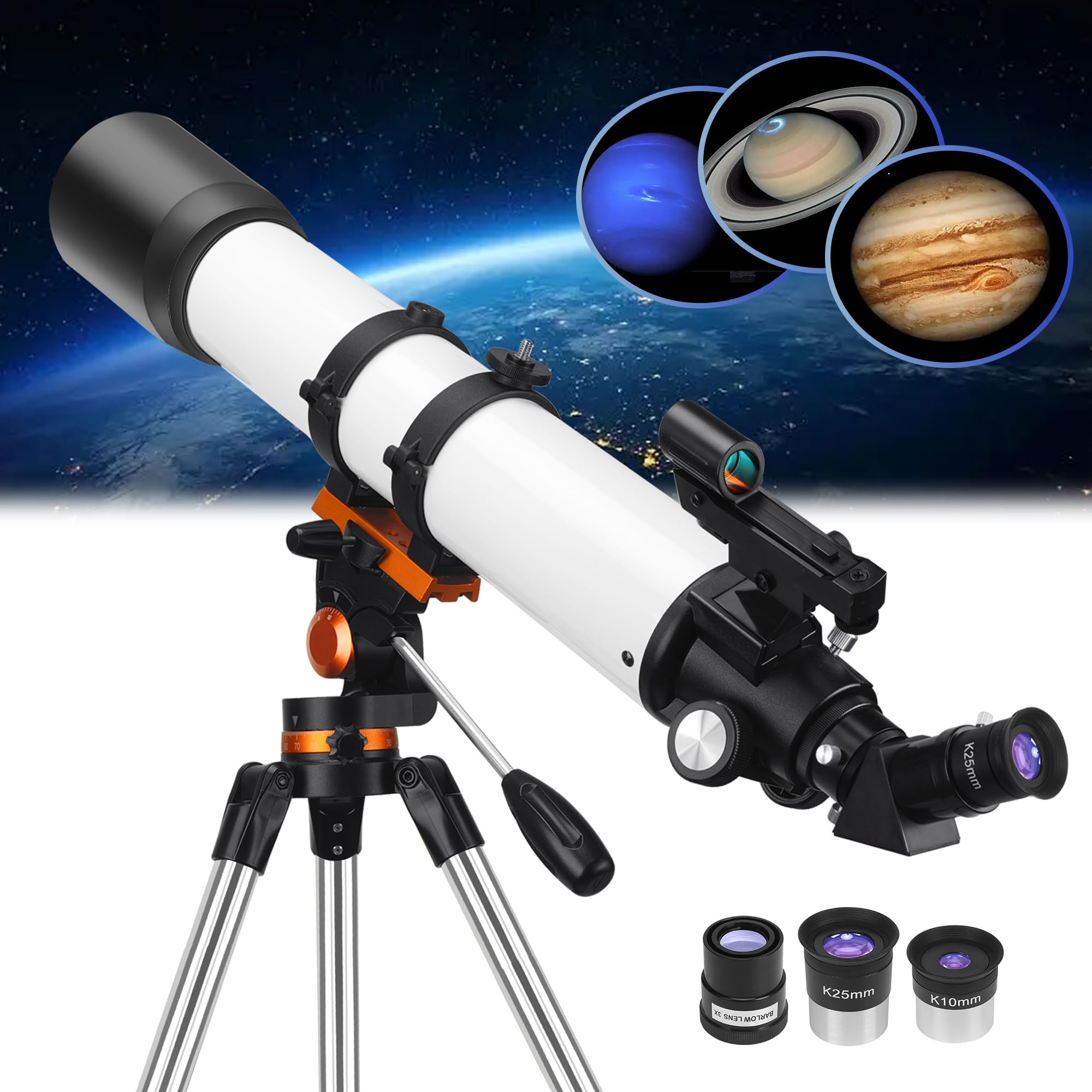 Telescopes for Adults Astronomy, 90mm Aperture and 700mm Focal Length Professional Refractor Telescope for Beginners with Red Dot Finderscope and Tripod to Viewing Planets and Stars