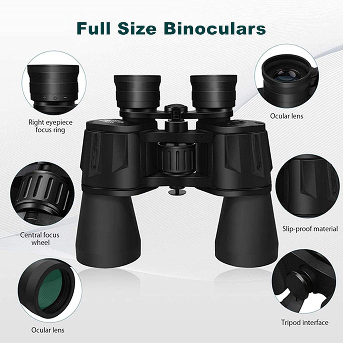 Gaterda 10x50 Binoculars, Binoculars for Adults, Large Eyepiece, Powerful Binoculars for Bird Watching Hunting Travel Outdoor Sports Games and Concerts