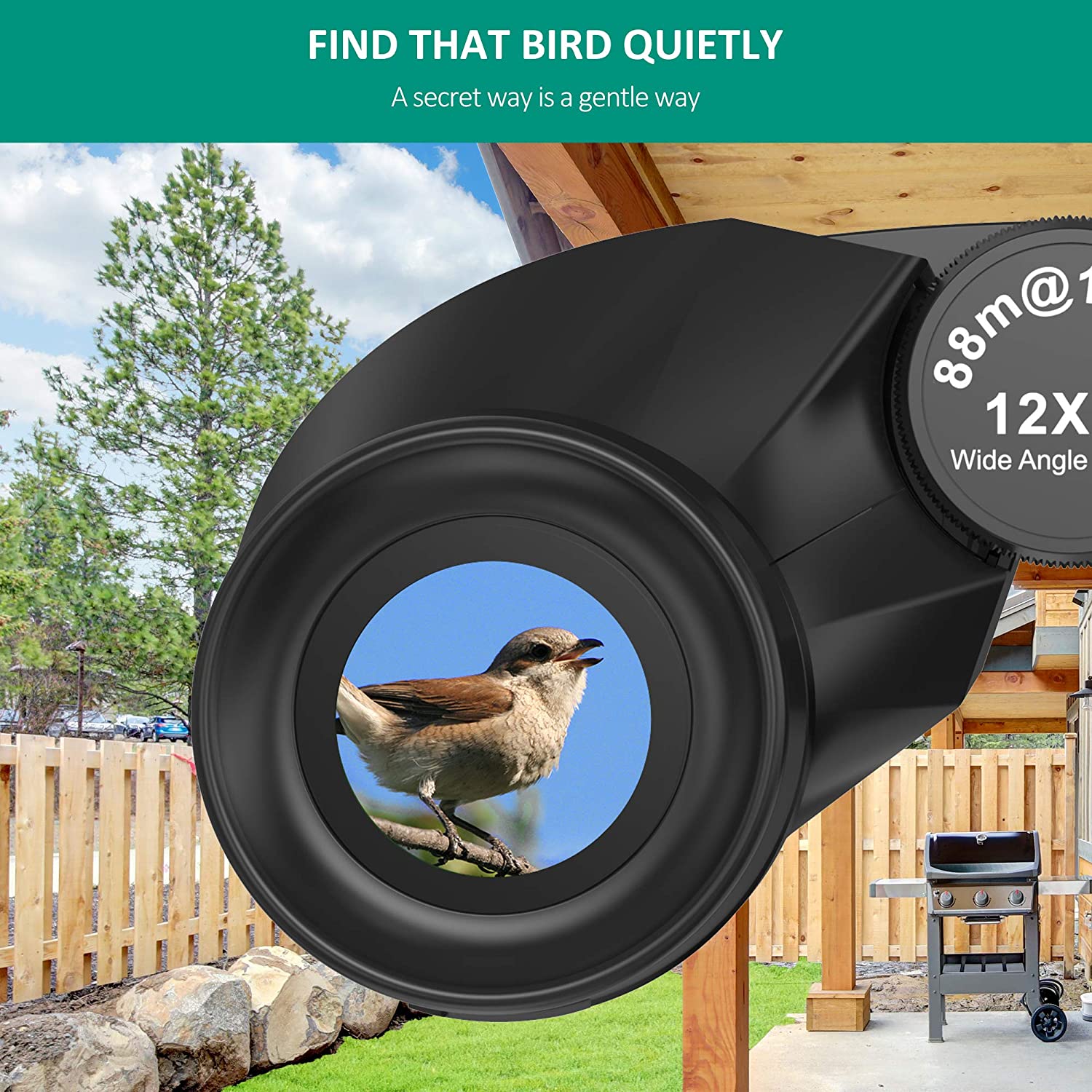 Gaterda 12x25 Binoculars, Adults Kids Compact Bird Watching Binocular with 17mm Eyepiece BaK4 Prism FMC Lenses, Waterproof Binoculars for Hunting, Birding, Hiking, Sports (Black)