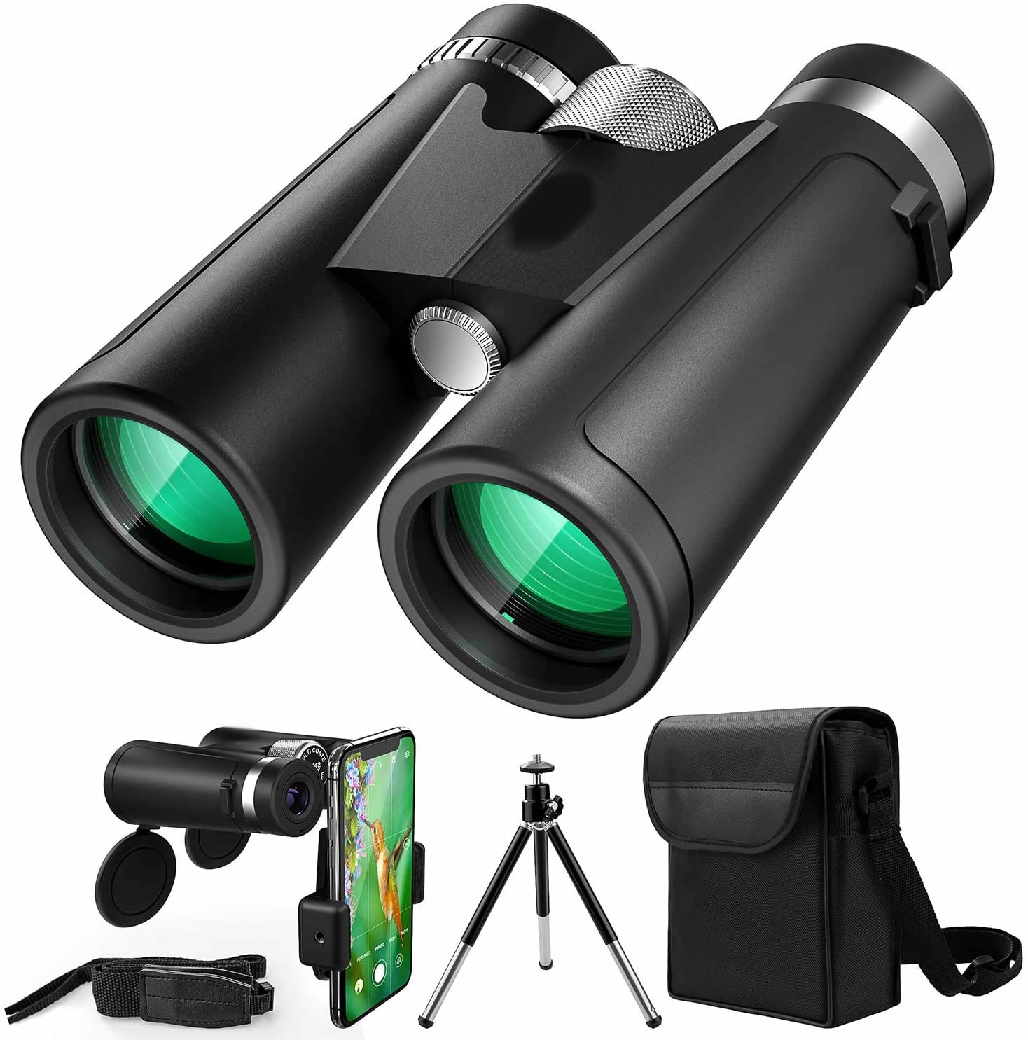 Gaterda 12x42 Binoculars for Adults and Kids, Compact Hunting Binoculars with Clear Weak Light Vision, 18mm Large Eyepiece Binoculars for Bird Watching, Outdoor Sports and Concerts with BAK4 FMC Lens