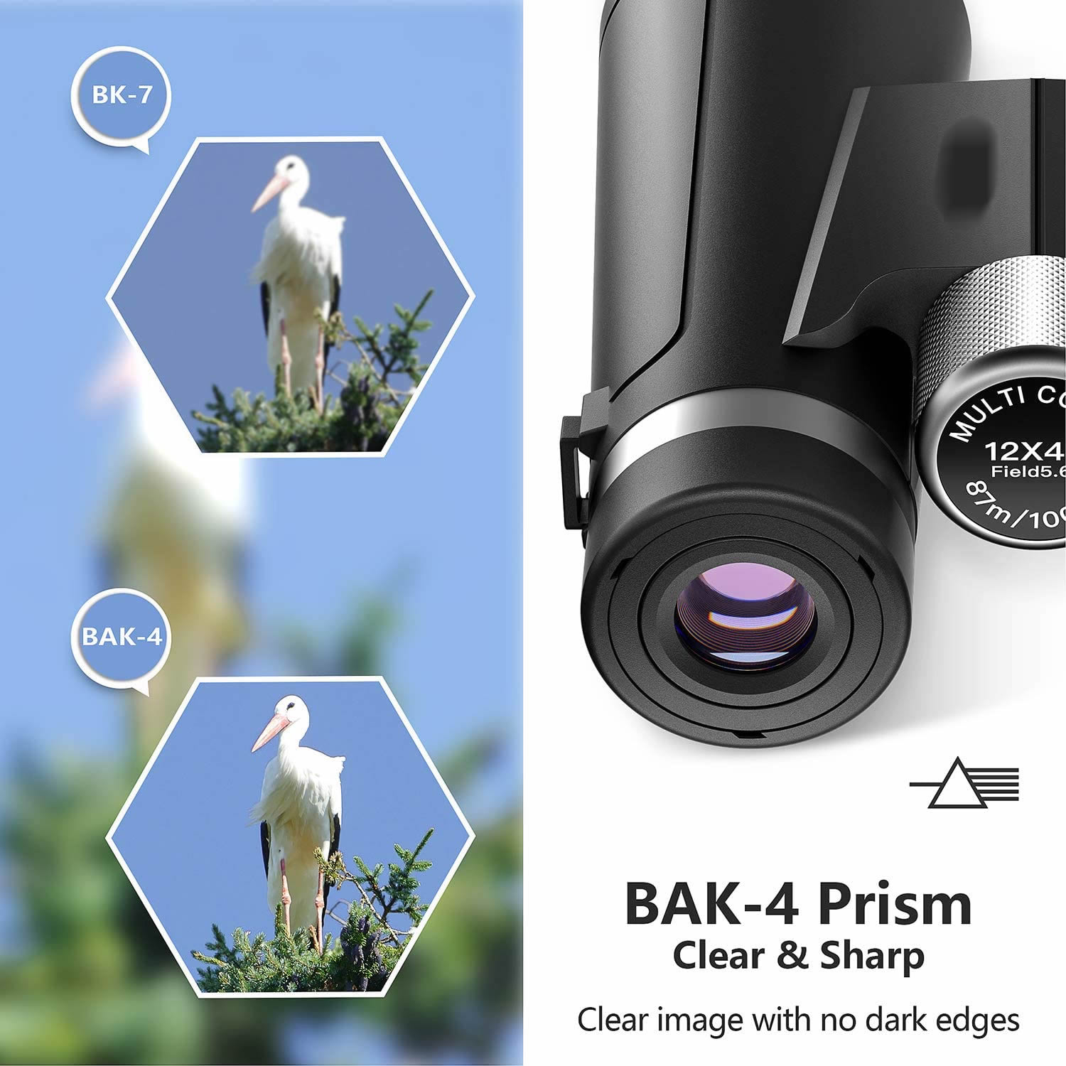 Gaterda 12x42 Binoculars for Adults and Kids, Compact Hunting Binoculars with Clear Weak Light Vision, 18mm Large Eyepiece Binoculars for Bird Watching, Outdoor Sports and Concerts with BAK4 FMC Lens